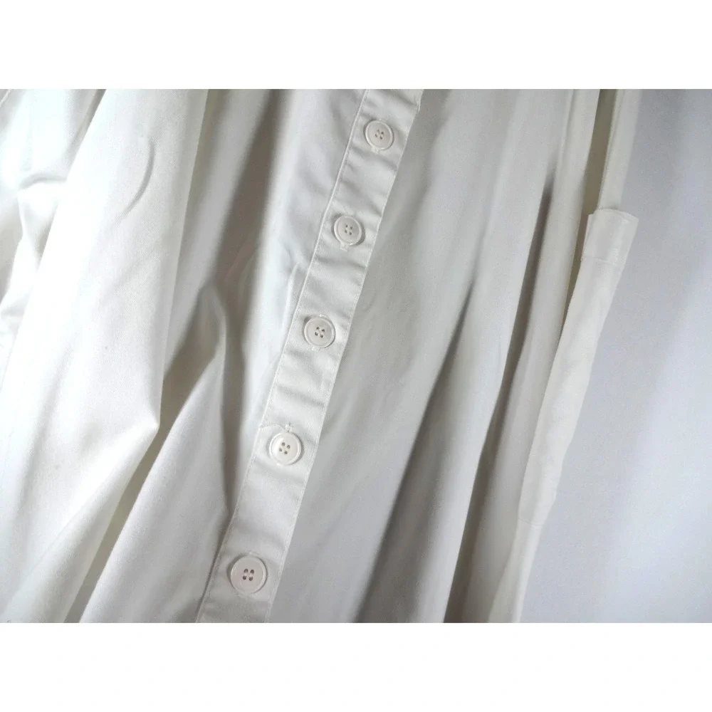 VTG Space Legs Midi Skirt Medium White‎ Button Front Pockets Cottagecore Utiity